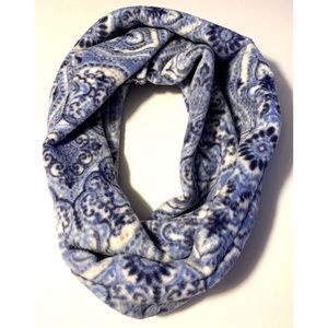Soft Blue Paisley Design Fleece Infinity Scarf